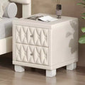 Elegant Velvet Nightstand with 2 Drawers and Crystal Handle, Storage Bedside Table with Button-Tufted - ModernLuxe