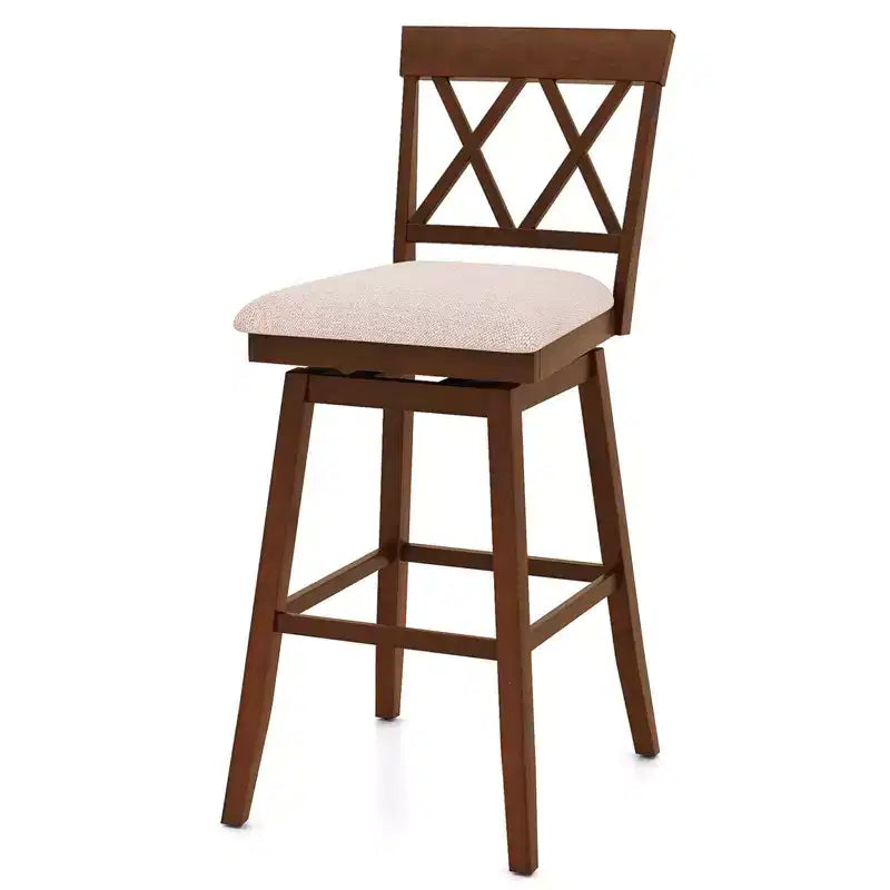 Costway 29 Bar Stool Wooden Chair Set of 1/2/3/4 with Contoured Backrest Swivel Padded Seat Oak