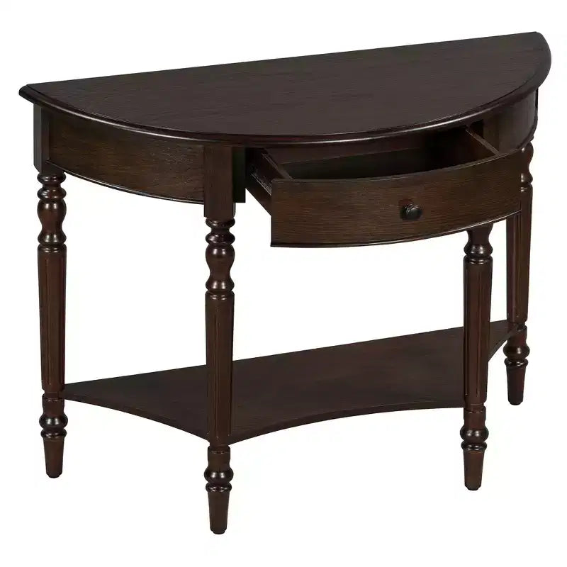 Console de Ferme Demi-Lune 39 pouces avec Tiroir et Étagère
