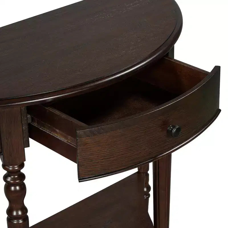 Console de Ferme Demi-Lune 39 pouces avec Tiroir et Étagère