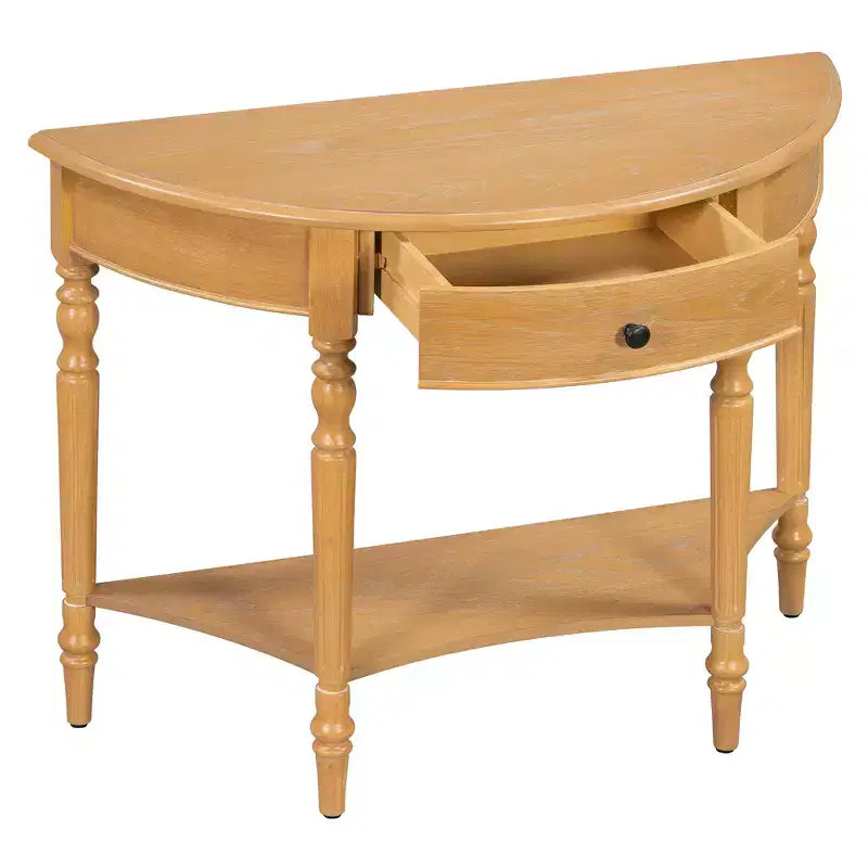 Console de Ferme Demi-Lune 39 pouces avec Tiroir et Étagère