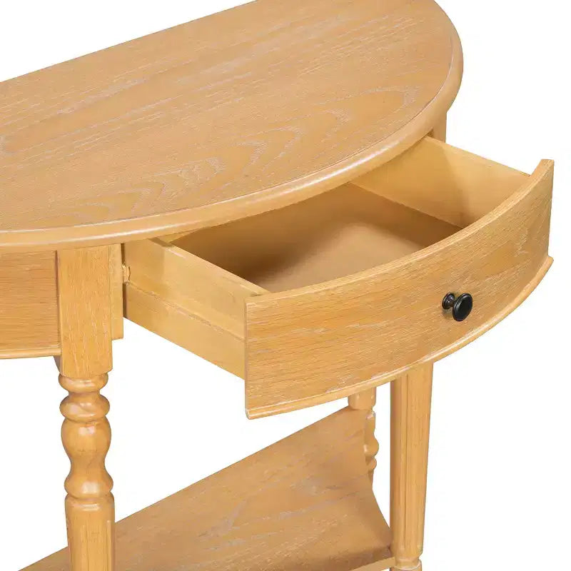 Console de Ferme Demi-Lune 39 pouces avec Tiroir et Étagère