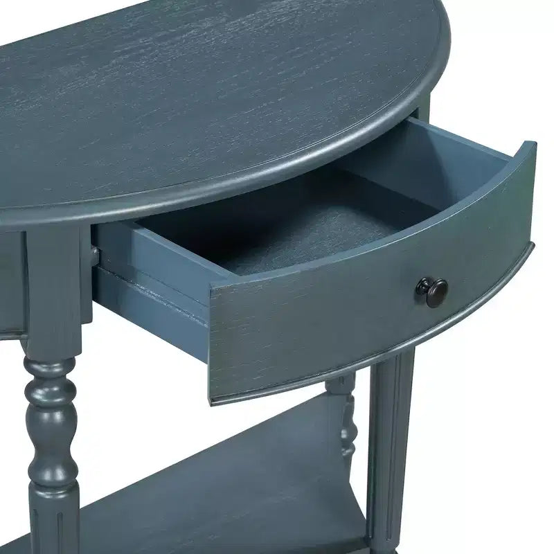 Console de Ferme Demi-Lune 39 pouces avec Tiroir et Étagère