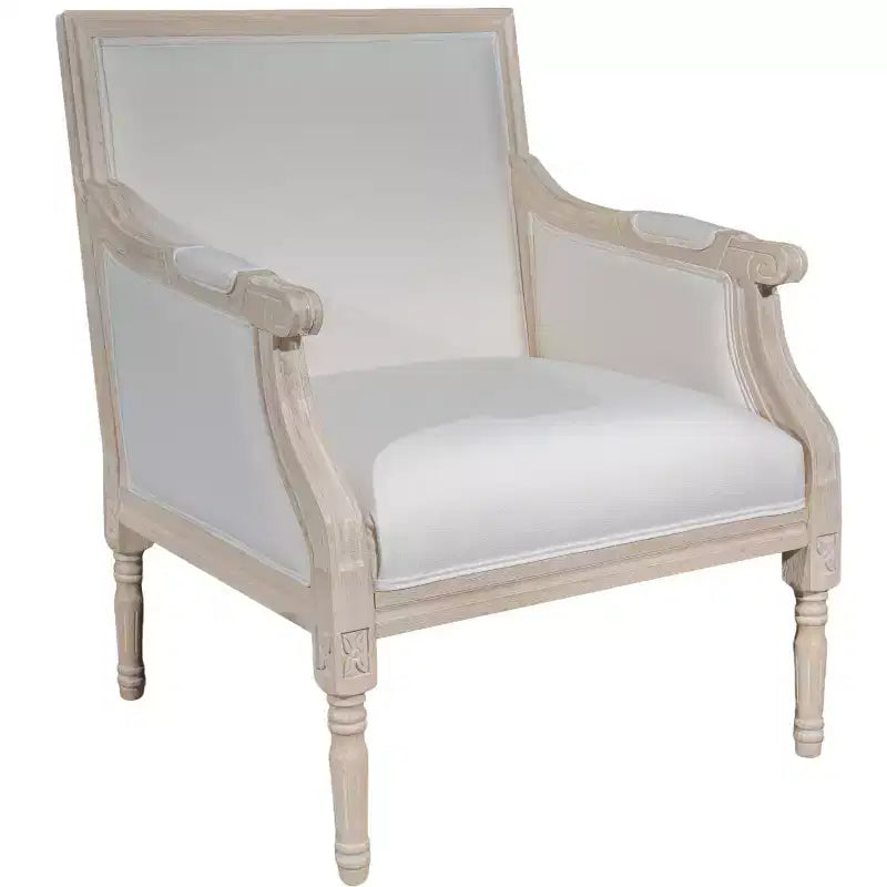 Fauteuil d'appoint français, cadre en bois traditionnel