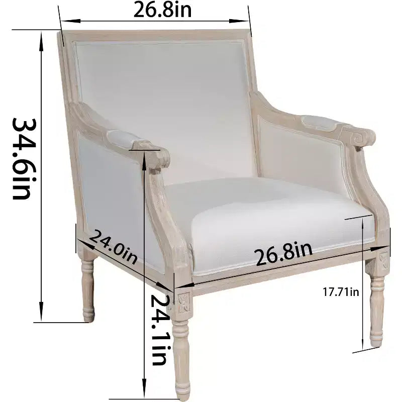 Fauteuil d'appoint français, cadre en bois traditionnel