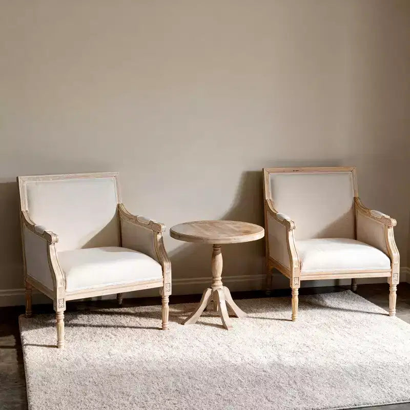 Fauteuil d'appoint français, cadre en bois traditionnel