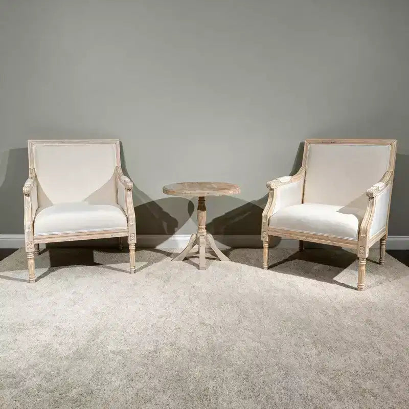 Fauteuil d'appoint français, cadre en bois traditionnel