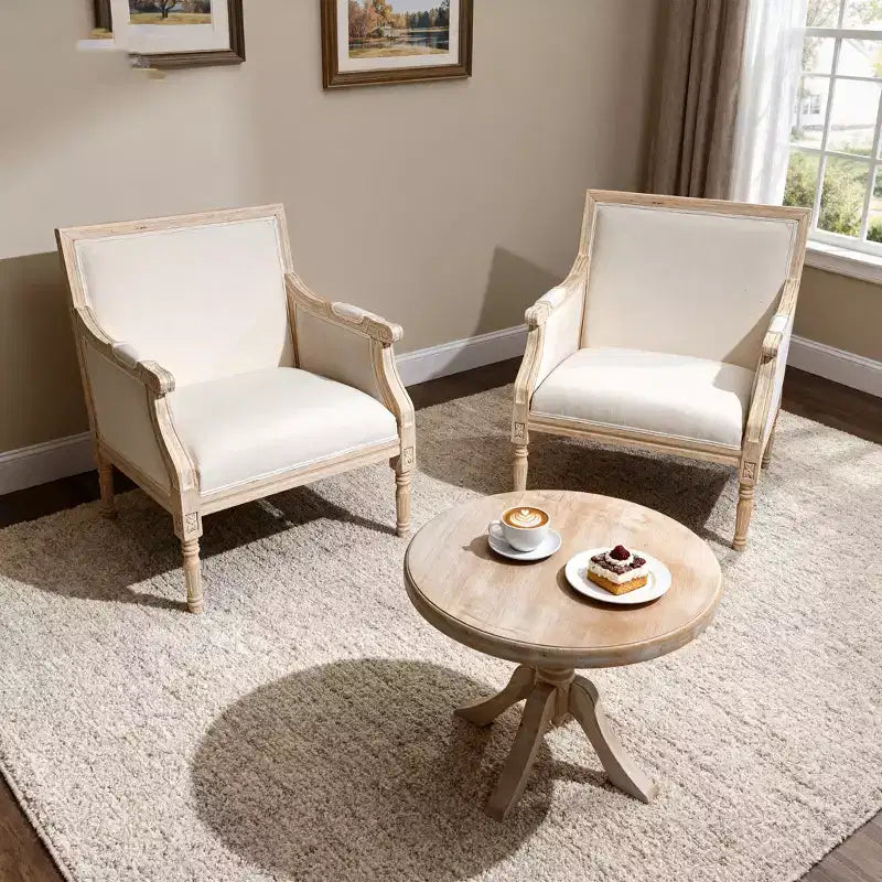 Fauteuil d'appoint français, cadre en bois traditionnel