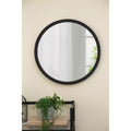 20 x 20 Inch Round Wall Mirror with Black Wood Frame
