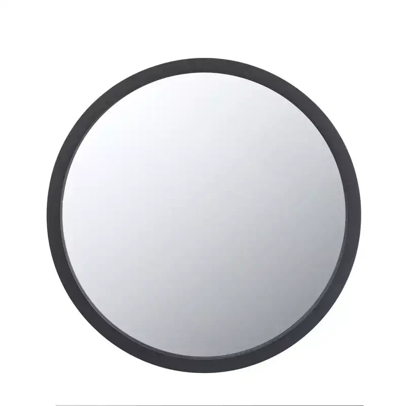 Miroir mural rond avec cadre en bois noir