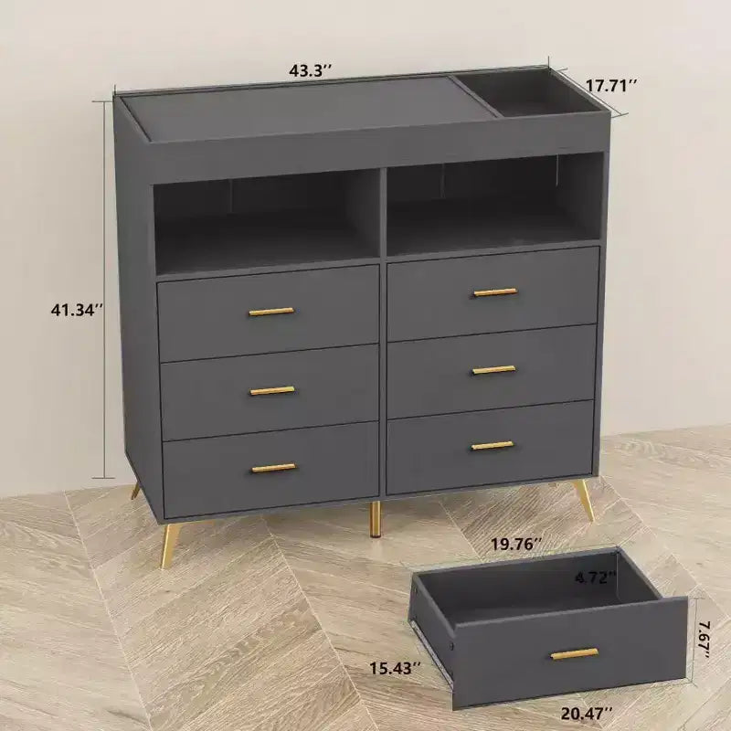 Commode à langer avec tiroirs et pieds en métal, organisateur de chambre de bébé
