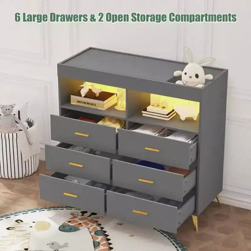 Commode à langer avec tiroirs et pieds en métal, organisateur de chambre de bébé