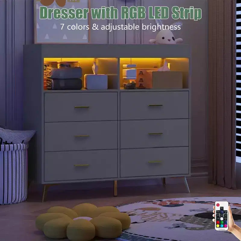 Commode à langer avec tiroirs et pieds en métal, organisateur de chambre de bébé