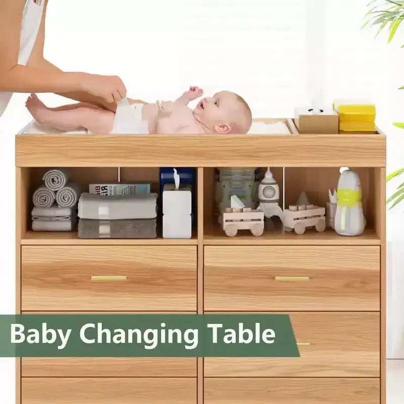Commode à langer avec tiroirs et pieds en métal, organisateur de chambre de bébé