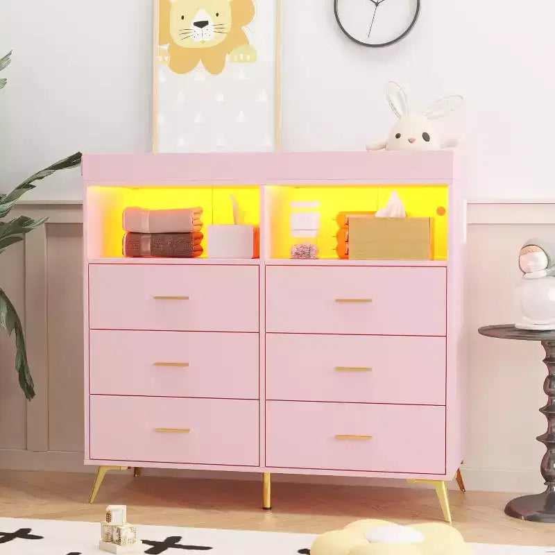 Commode à langer avec tiroirs et pieds en métal, organisateur de chambre de bébé