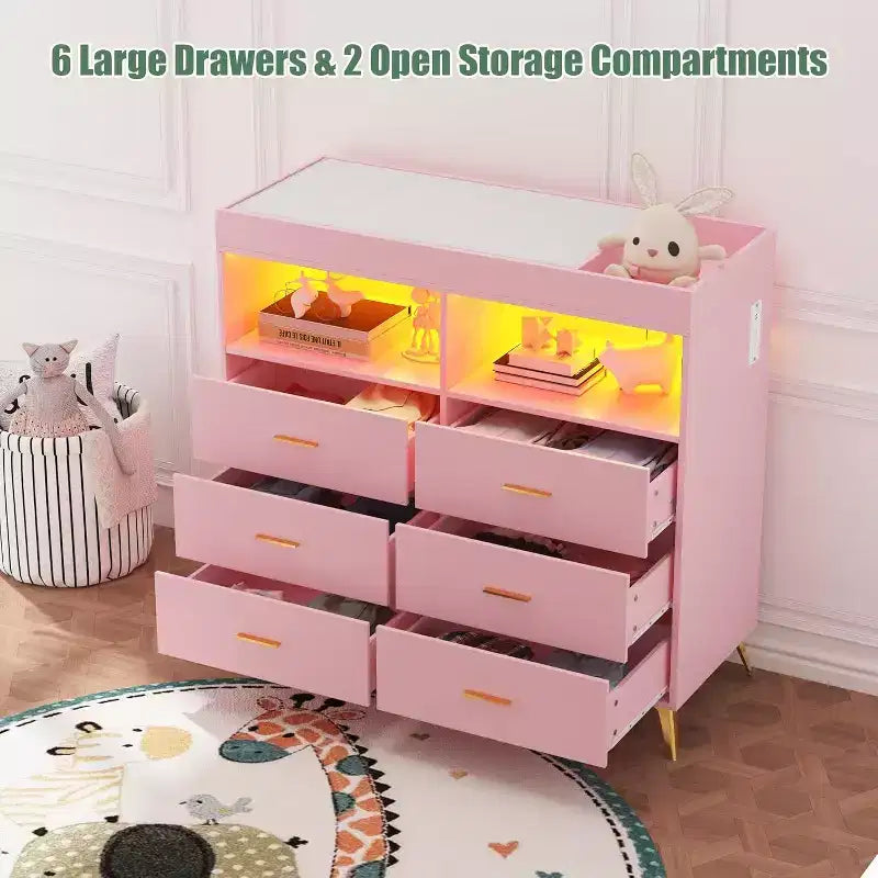 Commode à langer avec tiroirs et pieds en métal, organisateur de chambre de bébé