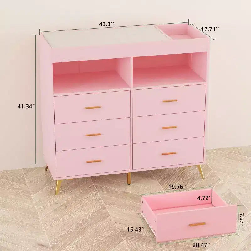 Commode à langer avec tiroirs et pieds en métal, organisateur de chambre de bébé
