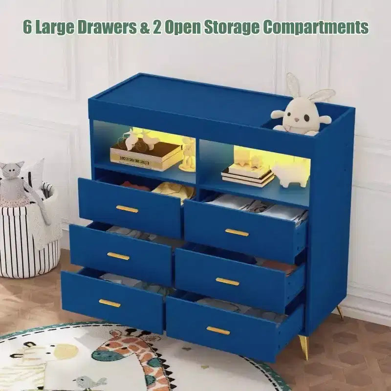 Commode à langer avec tiroirs et pieds en métal, organisateur de chambre de bébé
