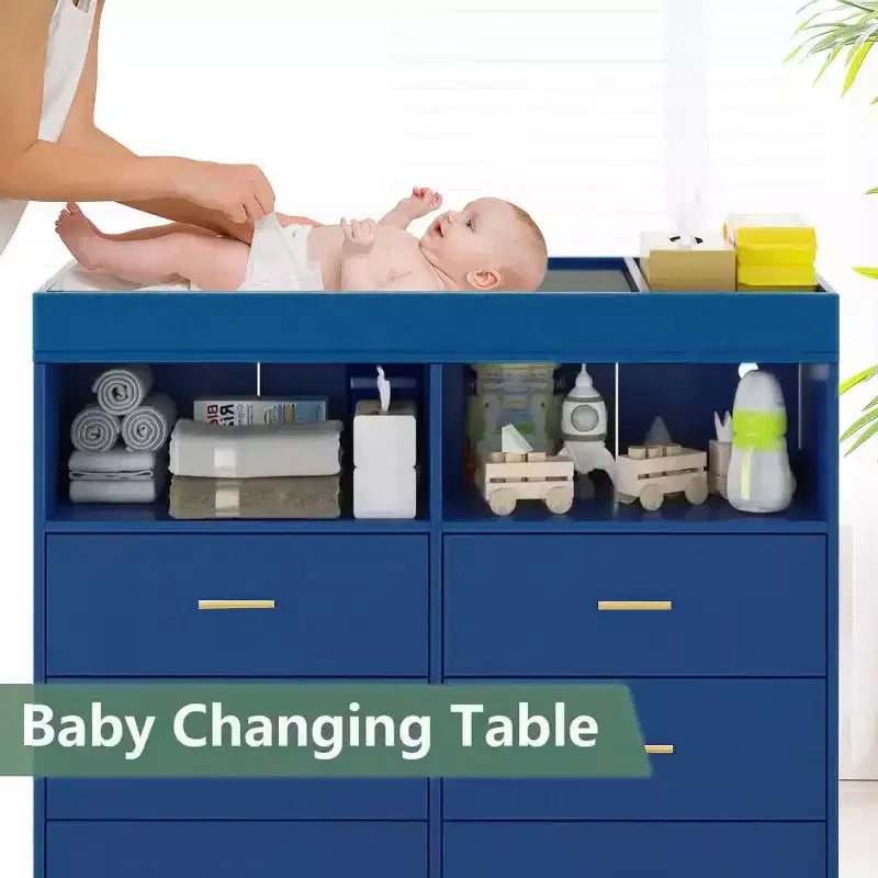 Commode à langer avec tiroirs et pieds en métal, organisateur de chambre de bébé