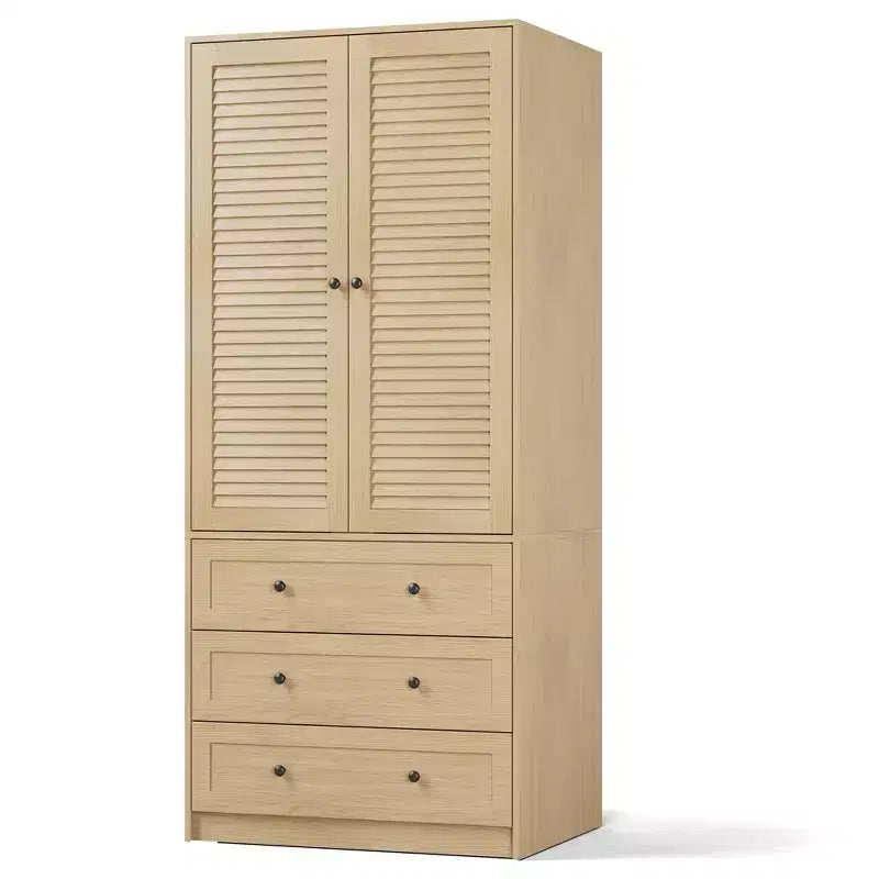 Armoire penderie avec tiroirs, armoire en bois de 176,5 cm