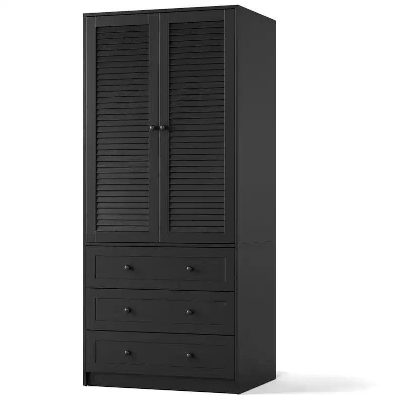Armoire penderie avec tiroirs, armoire en bois de 176,5 cm