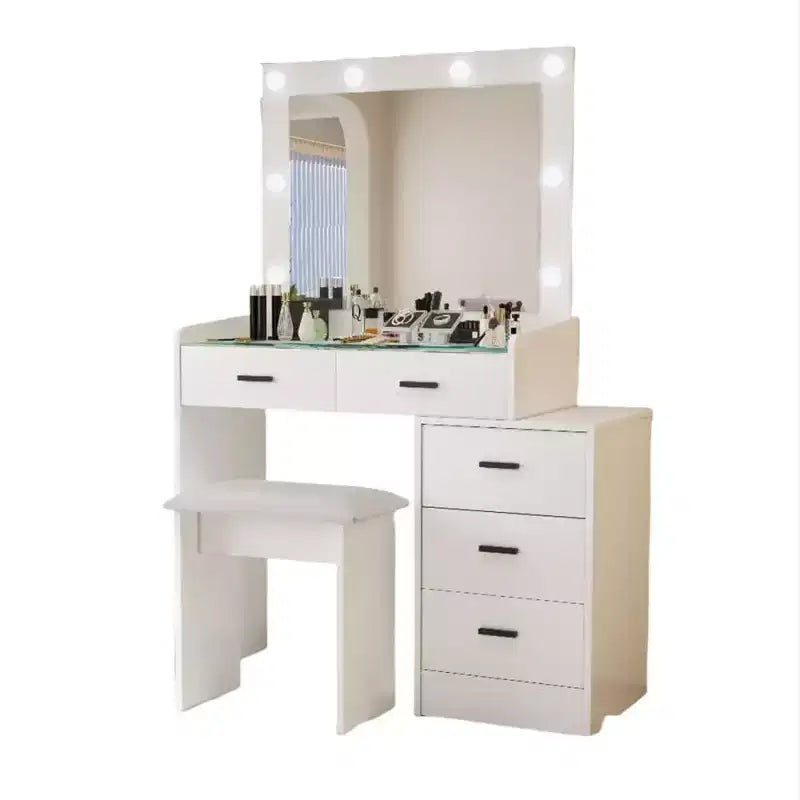 Coiffeuse avec miroir coulissant et 3 modes d'éclairage, Table de maquillage