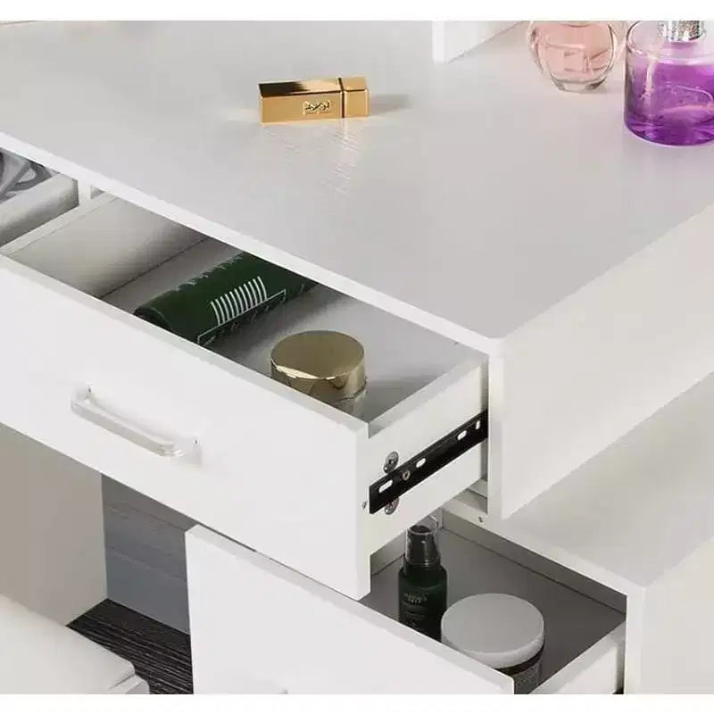 Coiffeuse avec miroir coulissant et 3 modes d'éclairage, Table de maquillage