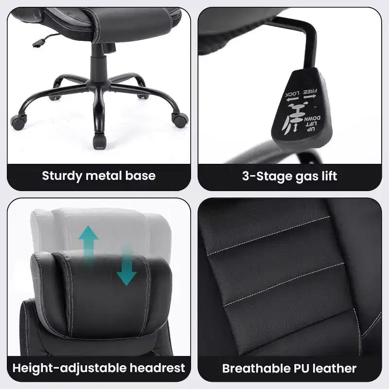 Chaise de bureau ergonomique avec soutien lombaire à ressorts ensachés