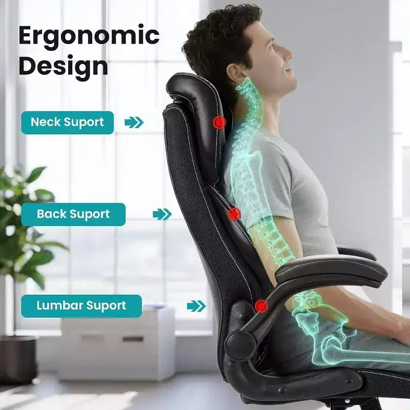 Chaise de bureau ergonomique avec soutien lombaire à ressorts ensachés
