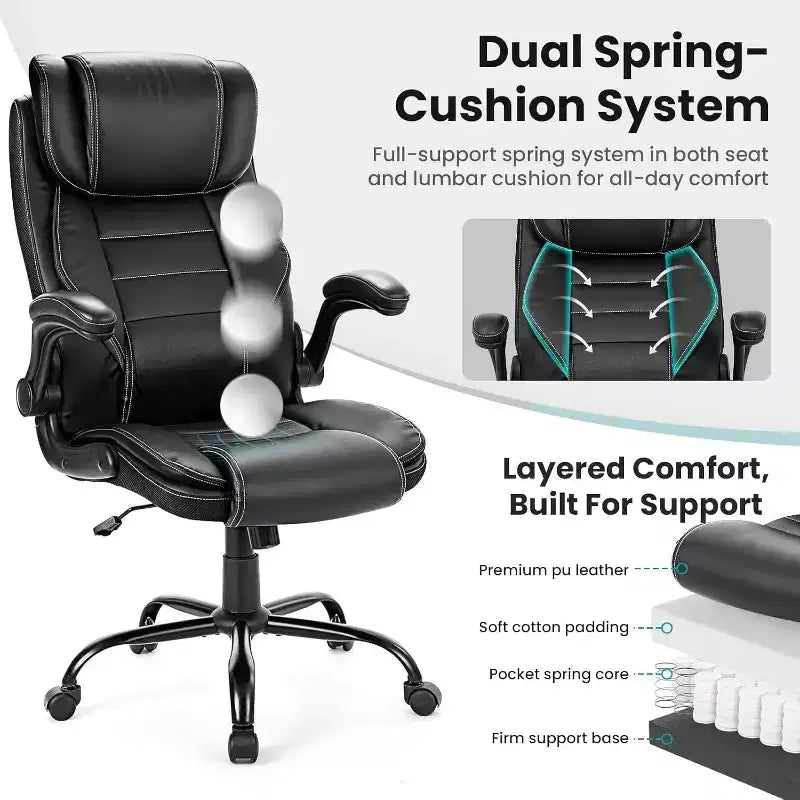 Chaise de bureau ergonomique avec soutien lombaire à ressorts ensachés