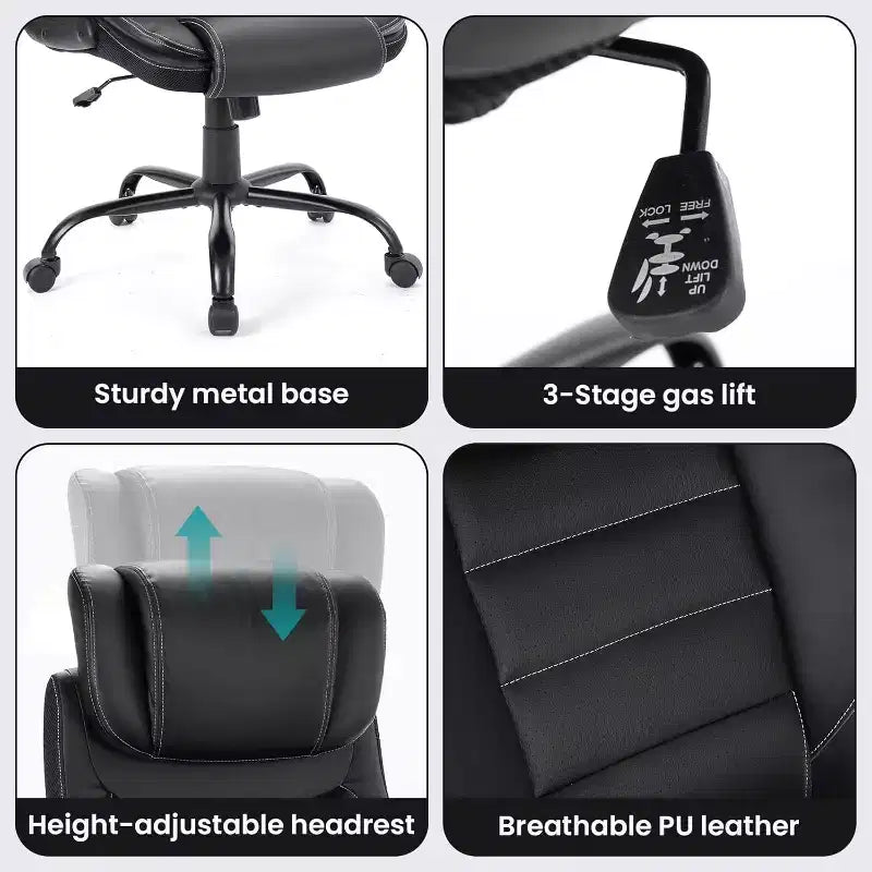Chaise de bureau ergonomique avec soutien lombaire à ressorts ensachés
