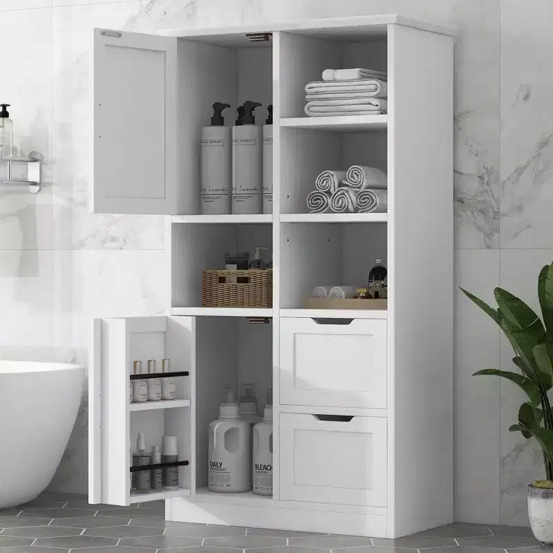 Meuble de rangement de salle de bain autoportant en bois moderne avec tiroirs