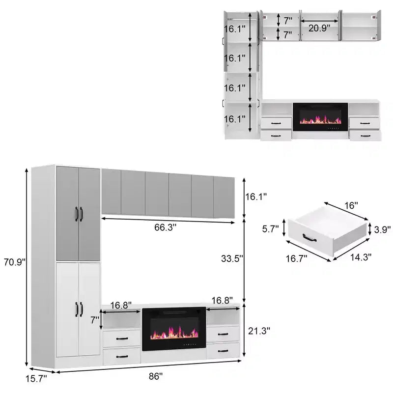 Meuble de rangement multifonctionnel bicolore au design minimaliste