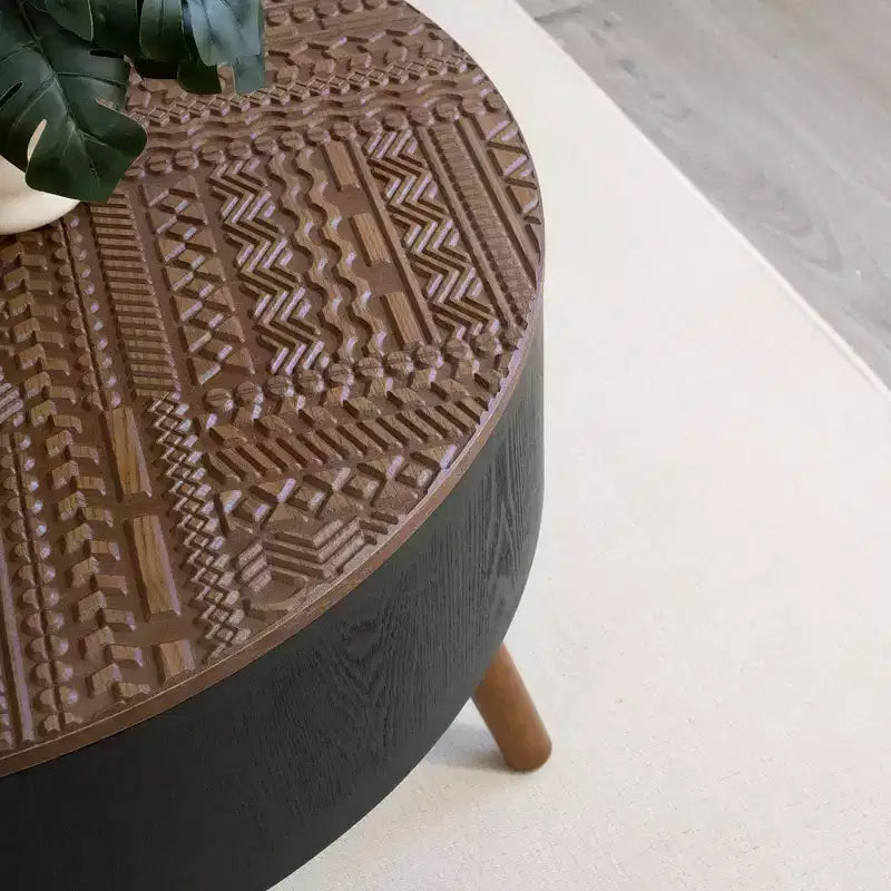 Table basse ronde en bois de style Mid-Century Modern
