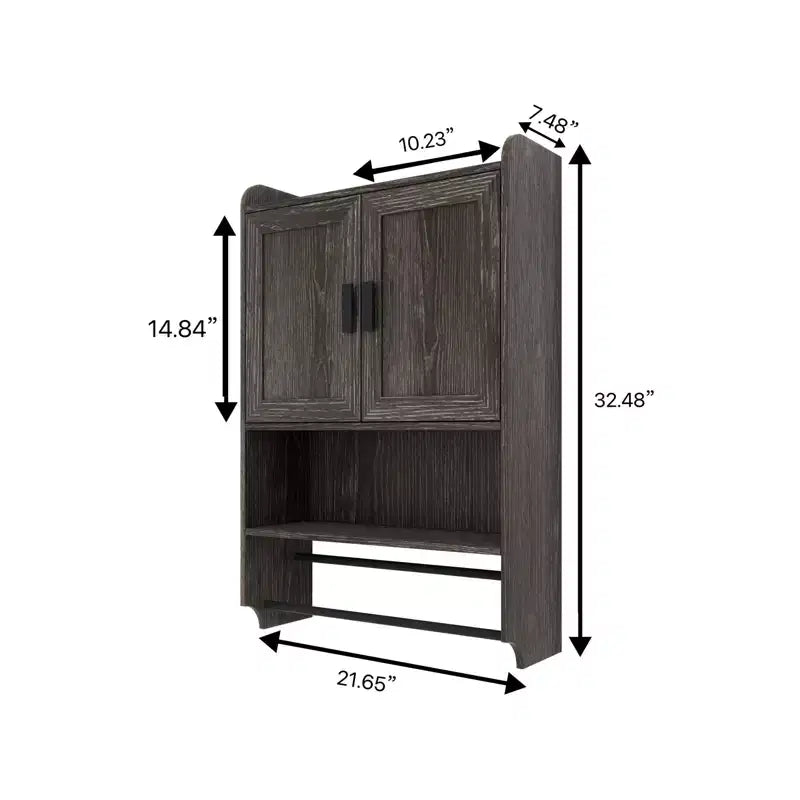 Portes d'armoire murale de salle de bain, étagère réglable, porte-serviettes et porte-papier