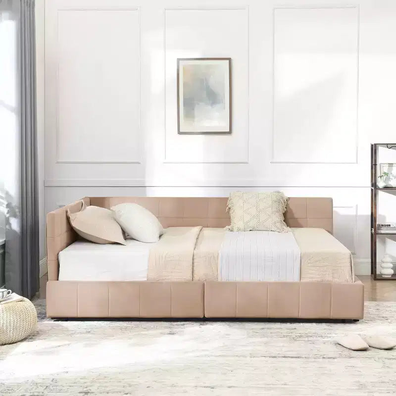 MAYEERTY Full Size Storage Upholstered Tufted Bed Frame with Backrest and Armrests for Bedroom Living Room Dark Pink
