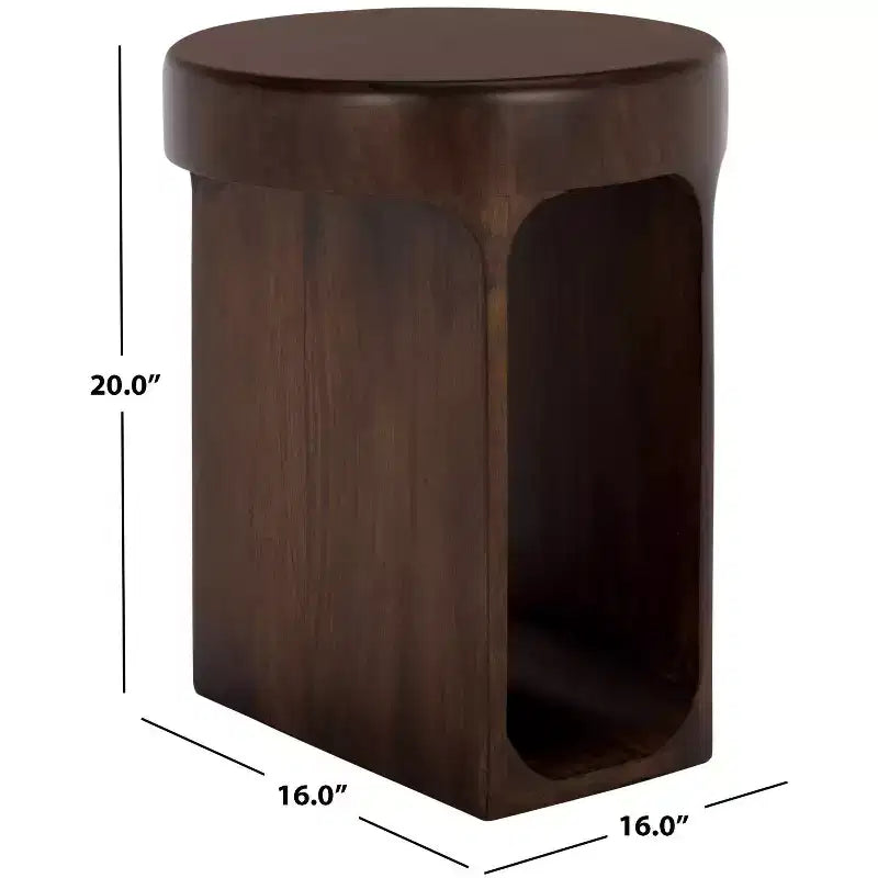 Table d'appoint ronde brun foncé