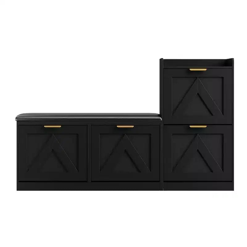 Meuble à Chaussures Ferme avec Banc et 4 Tiroirs Rabattables, Armoire à Chaussures