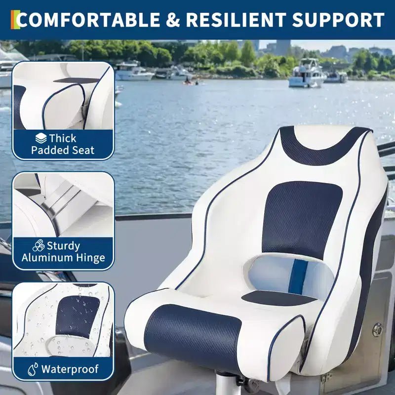 Siège baquet Captain, chaise de bateau en vinyle marin avec rembourrage en éponge épaissie