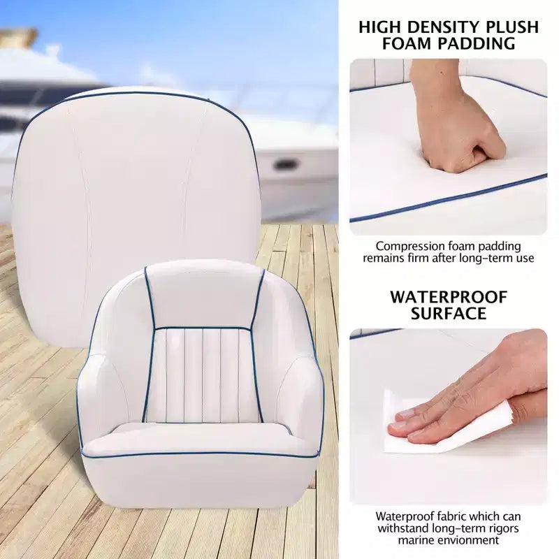 Siège baquet Captain, chaise de bateau en vinyle marin avec rembourrage en éponge épaissie