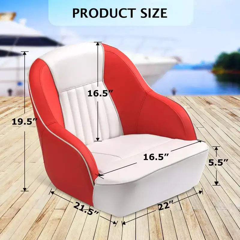Siège baquet Captain, chaise de bateau en vinyle marin avec rembourrage en éponge épaissie