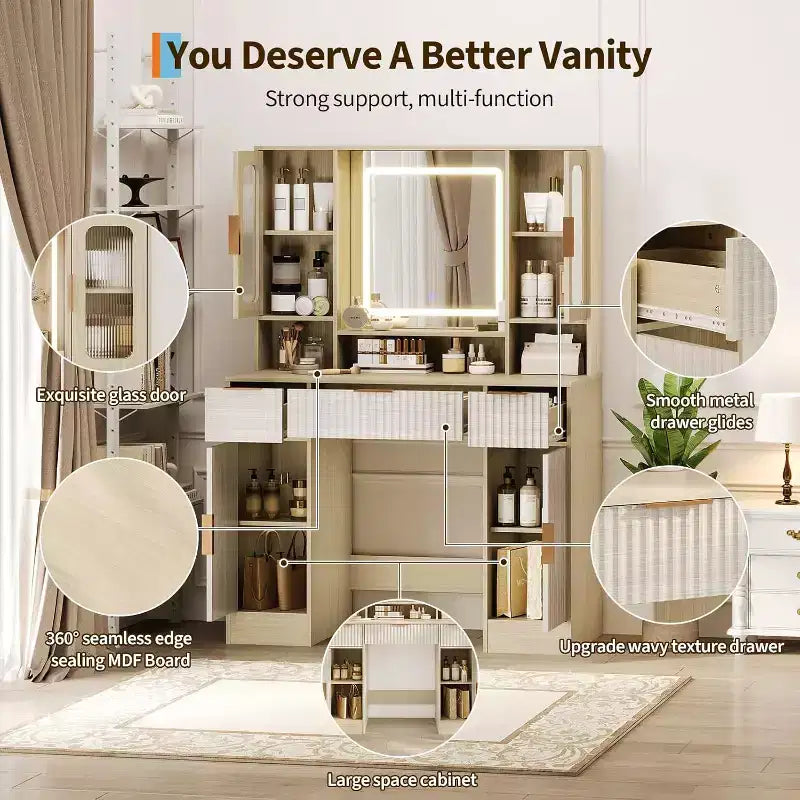 Coiffeuse avec miroir, Table de maquillage moderne, Coiffeuses pour chambre à coucher
