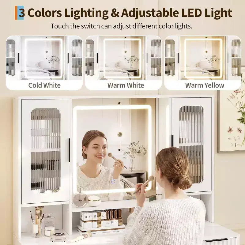 Coiffeuse avec miroir, Table de maquillage moderne, Coiffeuses pour chambre à coucher