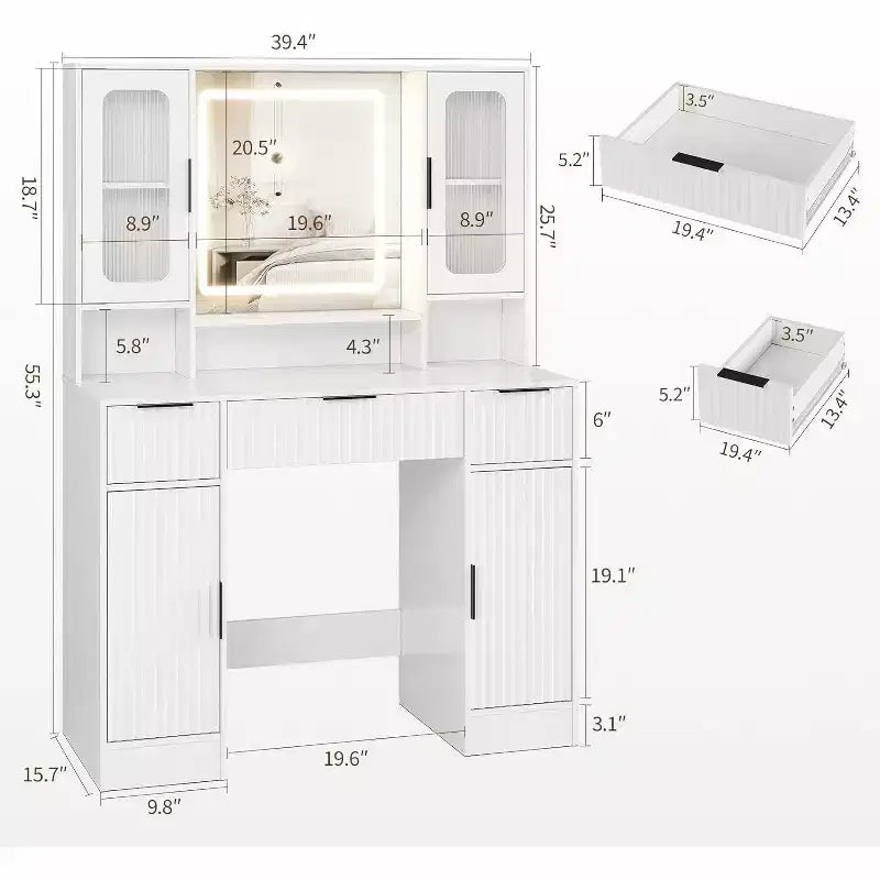 Coiffeuse avec miroir, Table de maquillage moderne, Coiffeuses pour chambre à coucher