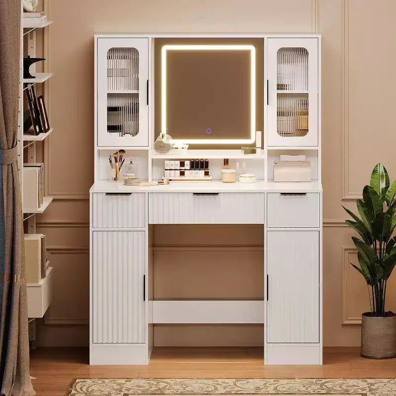 Coiffeuse avec miroir, Table de maquillage moderne, Coiffeuses pour chambre à coucher