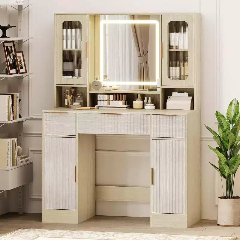 Coiffeuse avec miroir, Table de maquillage moderne, Coiffeuses pour chambre à coucher