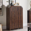 BALHAM TRADE-Thickened Curved Profile Fluted 5 Drawers Dresser 48 Tall Drawers Wood Closet