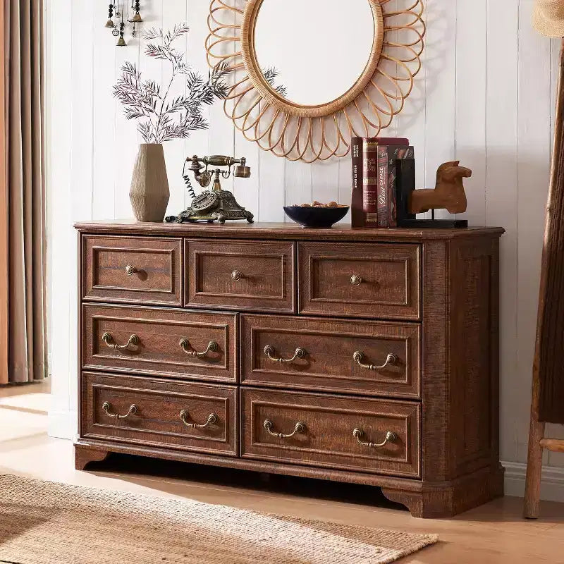 BALHAM TRADE-54 Vintage Farmhouse Dresser with 7 Drawers,for Bedroom Living Room,Storage