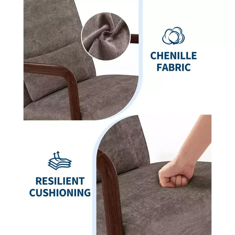 Fauteuil d'appoint Mid-Century Modern avec coussin lombaire