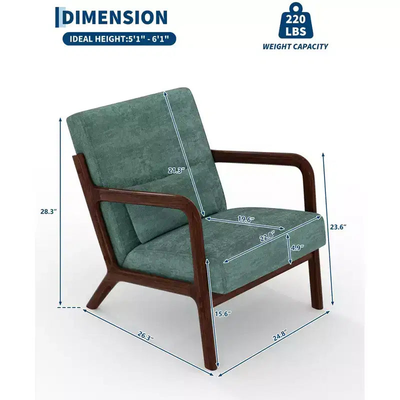 Fauteuil d'appoint Mid-Century Modern avec coussin lombaire